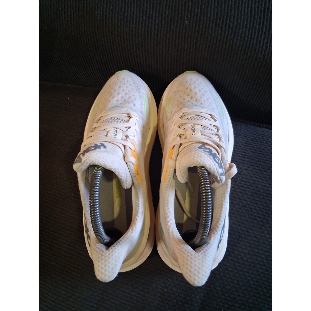 HOKA Women's White Running Shoes with Lime Accents - Picture 5 of 8